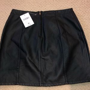 Black leather mini skirt